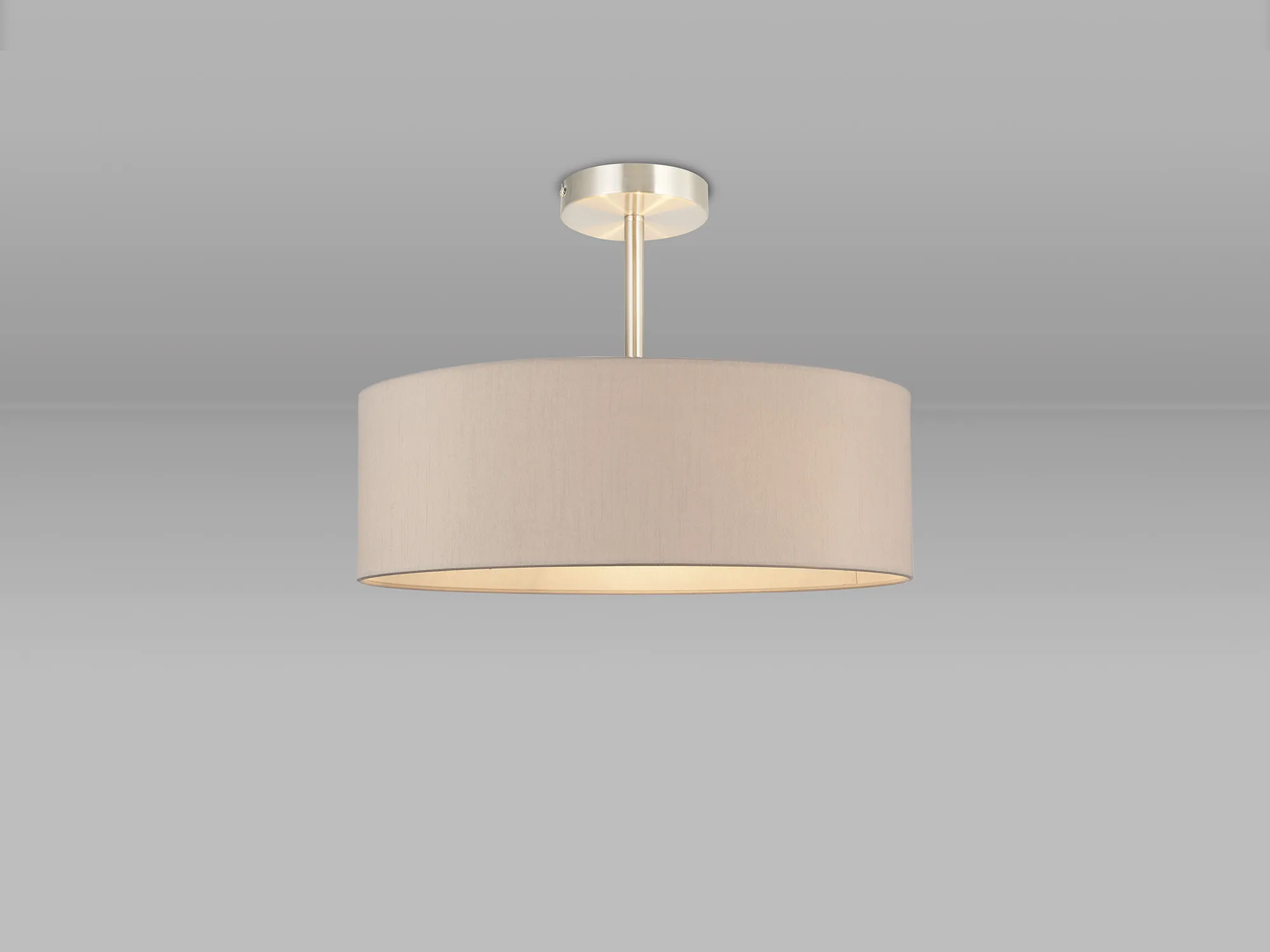 Baymont 45cm Semi Flush 5 Light Satin Nickel, Nude Beige/Moonlight DK0753  Deco Baymont SN NU